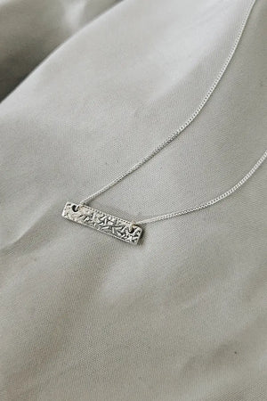 Textured Bar Necklace Silver