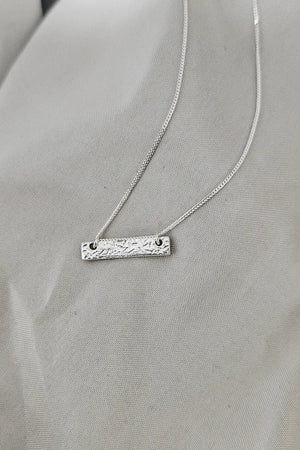 Textured Bar Necklace Silver