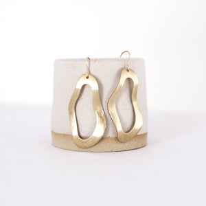 Wavy Brass Oval Earrings Earrings Fawn and Rose 