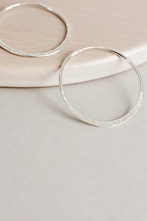 Sterling Silver Hammered Hoops Earrings Fawn and Rose 