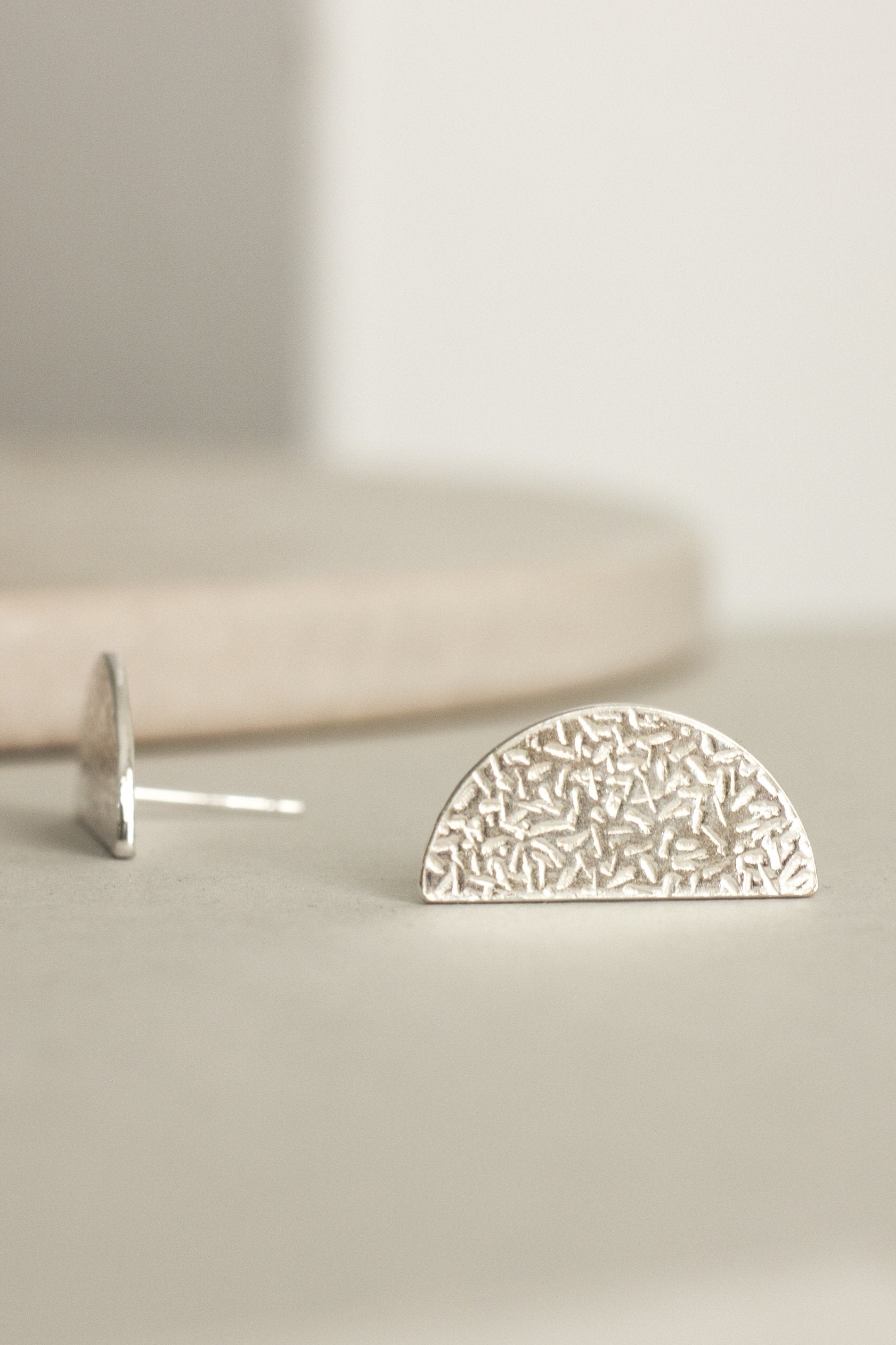 Textured Crescent Earrings (Silver) Earrings Fawn and Rose 