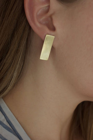 Brass Rectangle Earrings