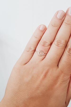Sterling Silver Circle Ring Ring Fawn and Rose 