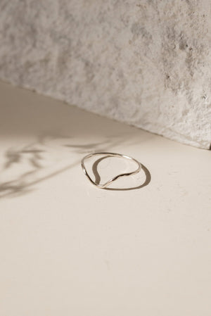 Eco Silver Curved Stacking Ring Ring Fawn and Rose 