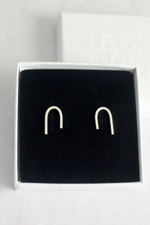 Asymmetric Arc Earrings (Silver) Earrings Fawn and Rose 