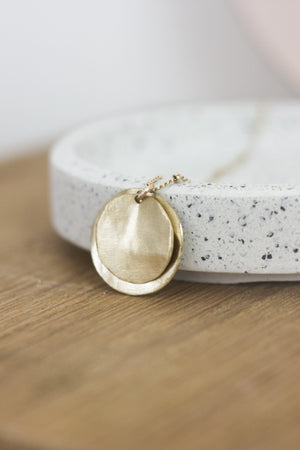 Brass Hammered Disc Necklace Necklace Fawn and Rose 