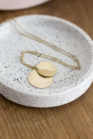 Brass Hammered Disc Necklace Necklace Fawn and Rose 