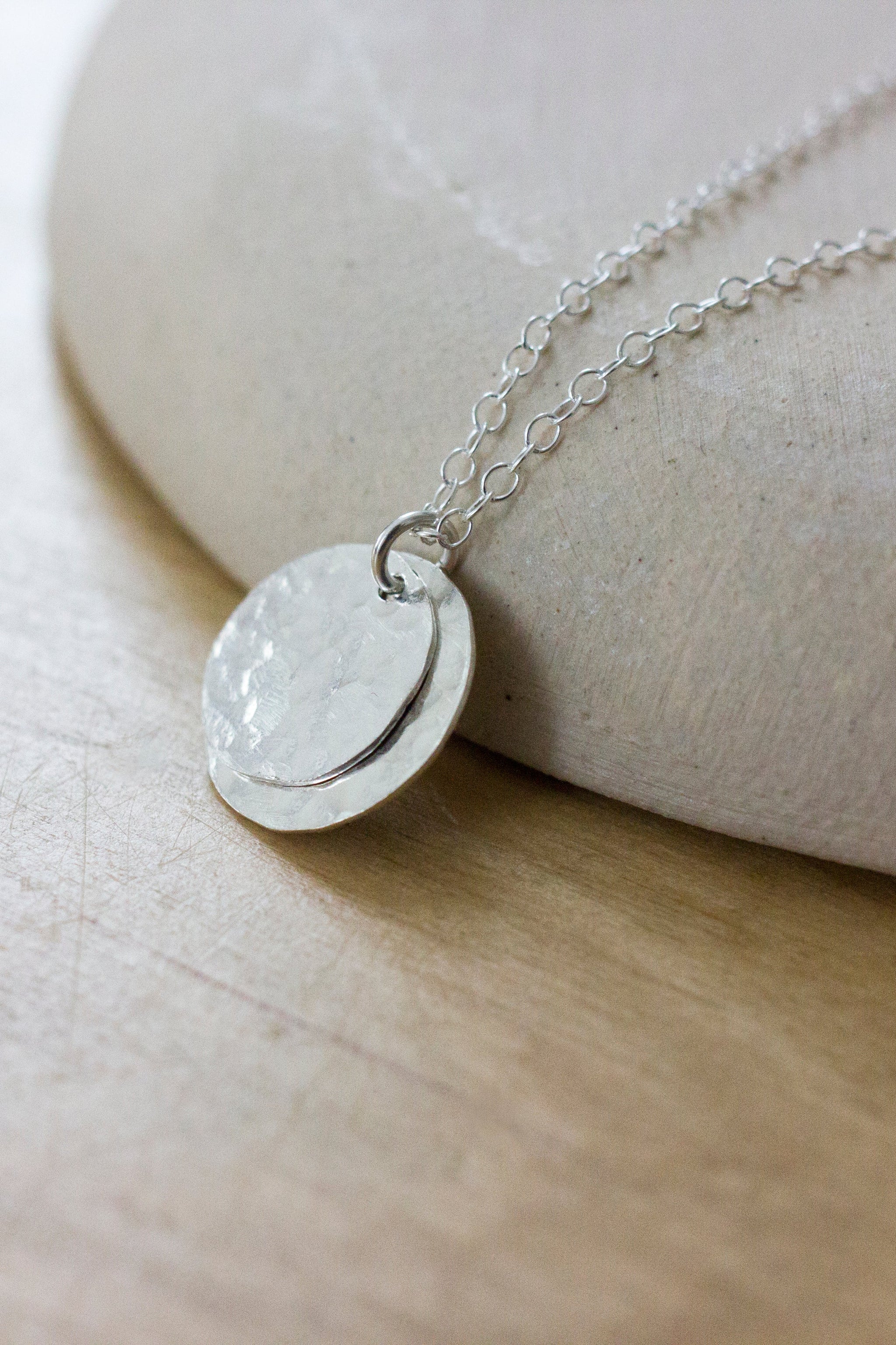 Small Pool Necklace in Hand Hammered Sterling Silver - Elizabeth Scott  Jewelry