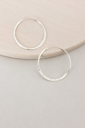 Sterling Silver Hammered Hoops Earrings Fawn and Rose 