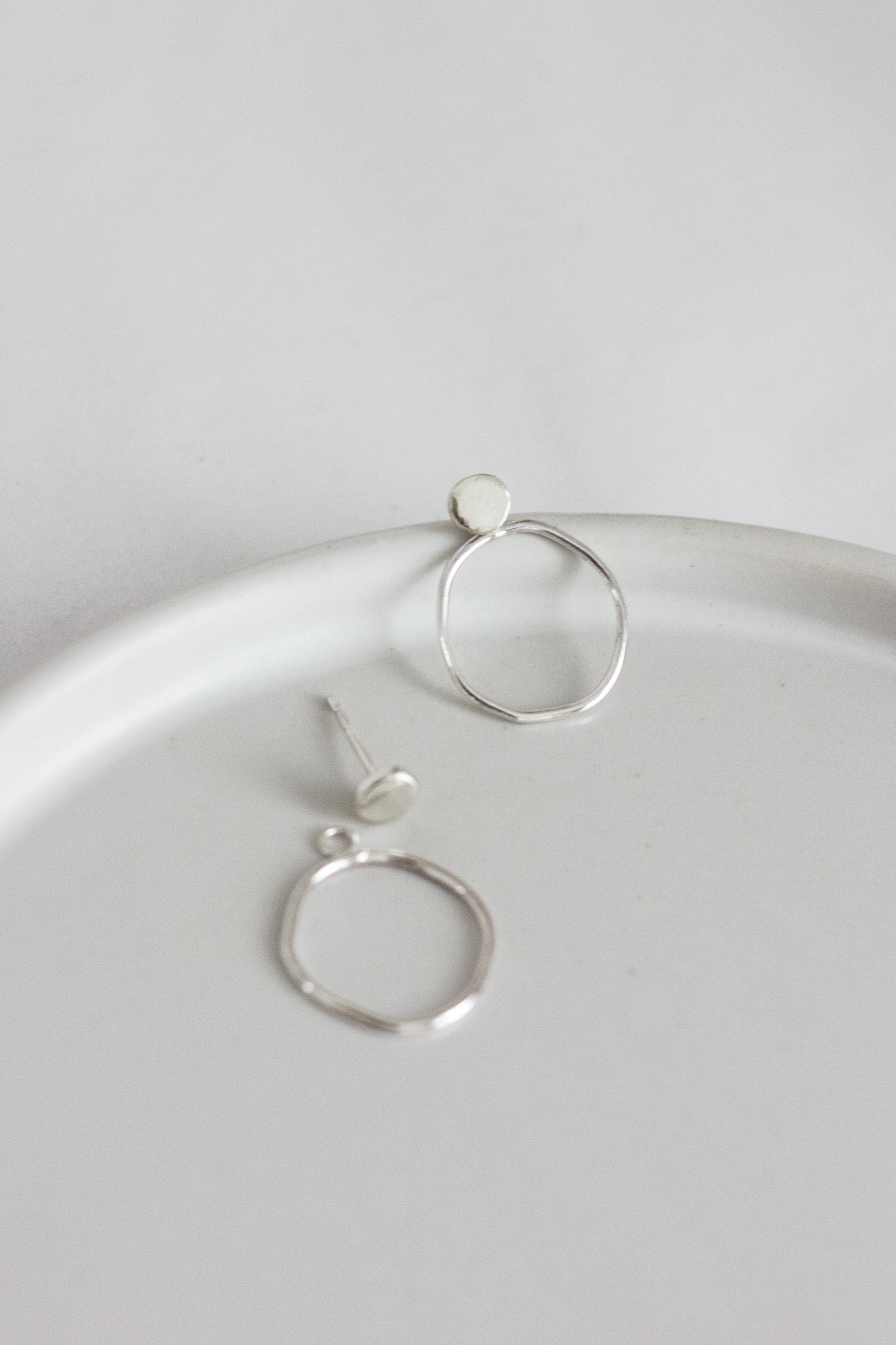Sterling Silver Organic Circle Ear Jackets Earrings Fawn and Rose 