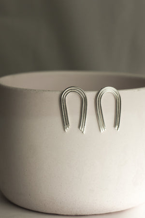 Sterling Silver Rainbow Long Studs Earrings Fawn and Rose 