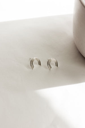 Sterling Silver Rainbow Mini Studs Earrings Fawn and Rose 