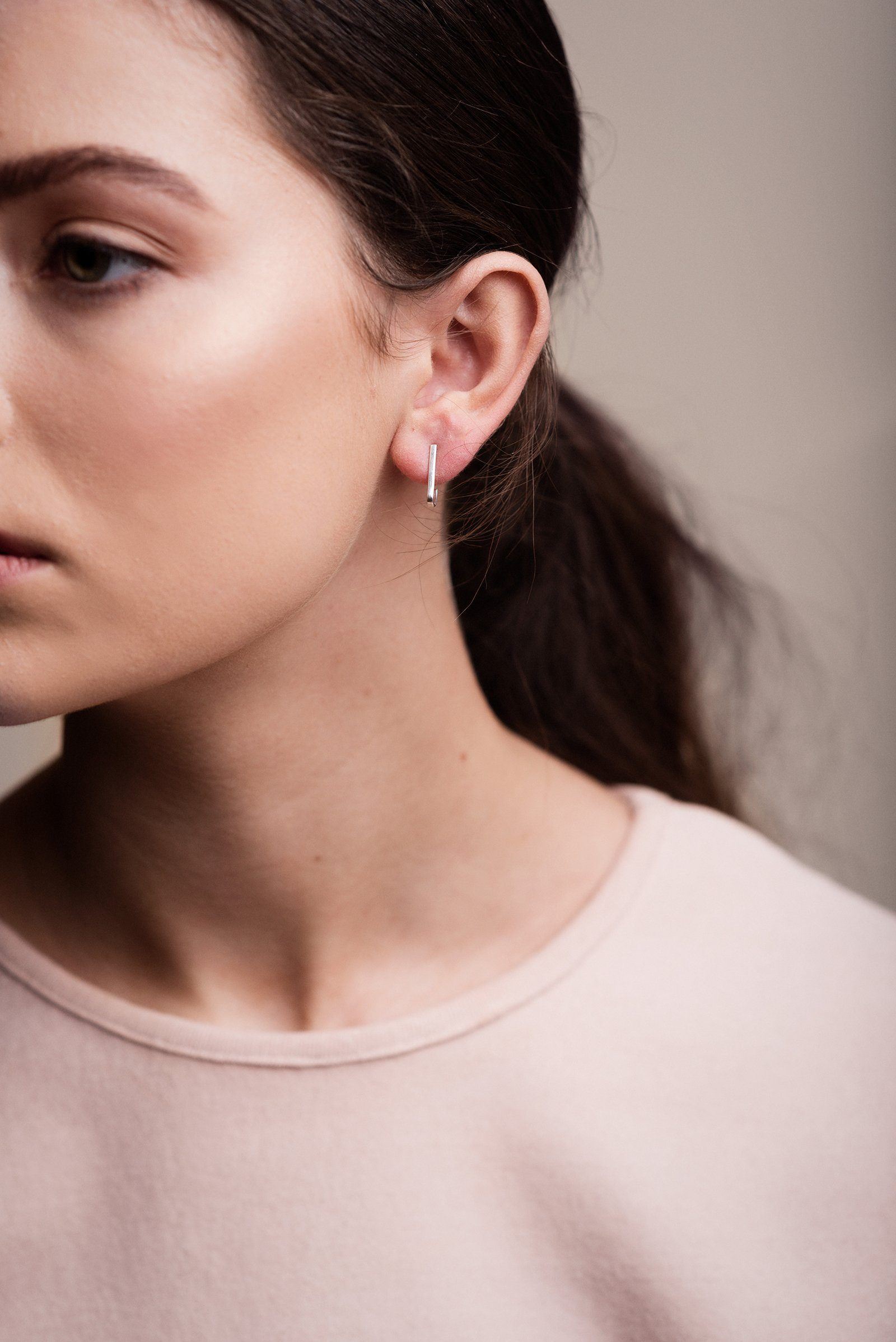 Wraparound Bar Earrings Silver Fawn And Rose