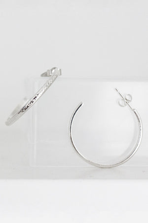 Sterling Silver Textured Hoops Earrings Fawn and Rose 