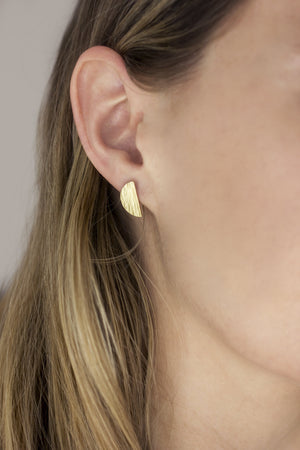 Textured Brass Half Circle Studs Earrings Fawn and Rose 
